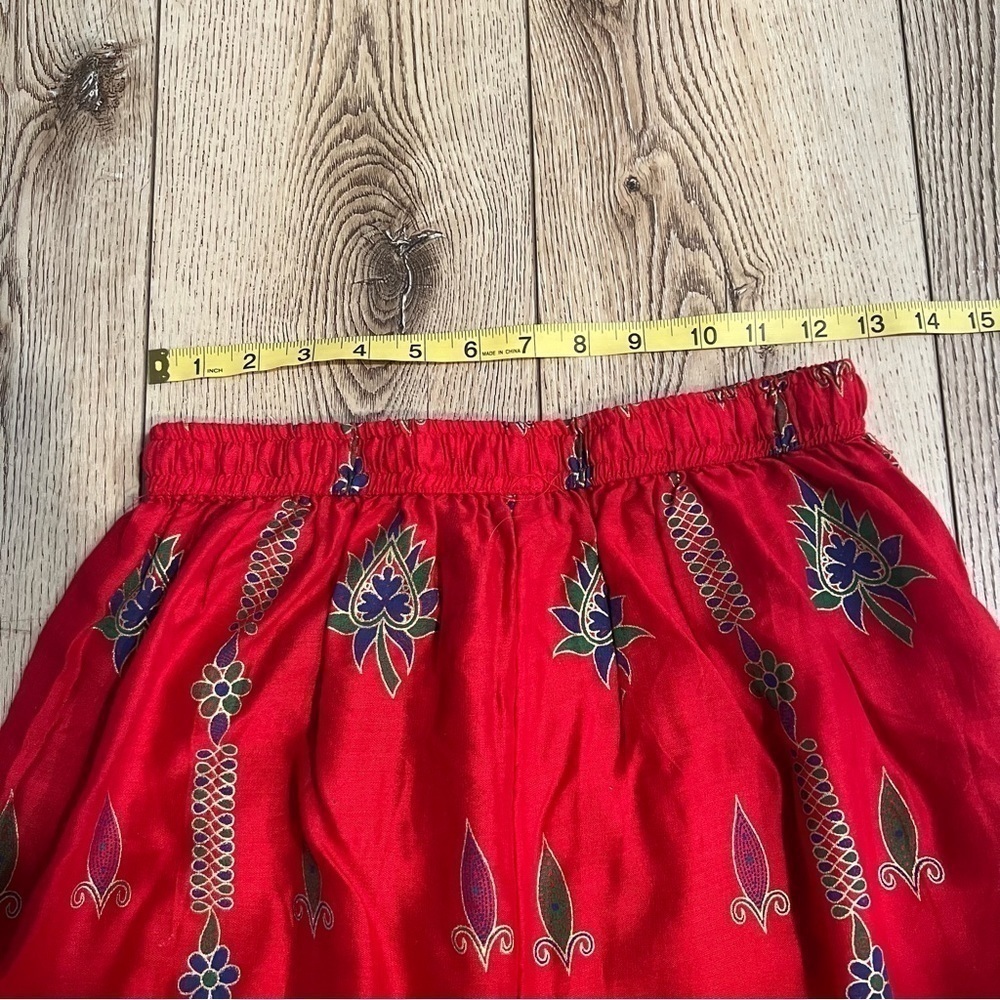 Nwt lightweight red lounge pants with Indian theme purple green elastic waist S - Picture 11 of 14